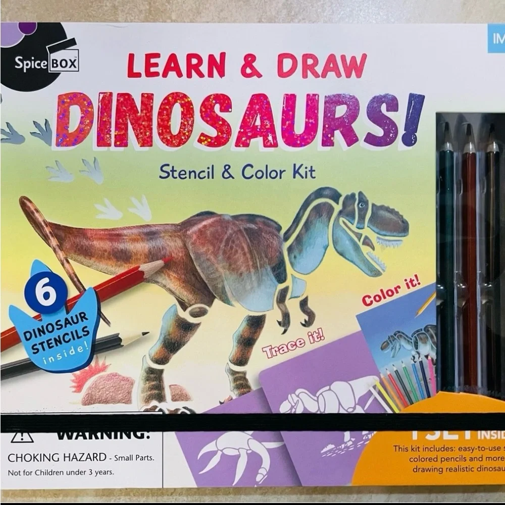 Draw Dinosaurs Stencil & Color Kit & Safari Ltd® TOOBS® Dinos